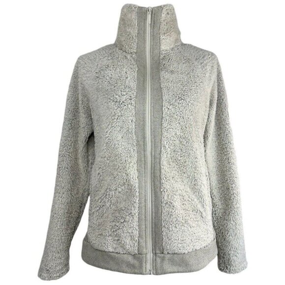 The North Face Women’s Cream Grey Furry‎ Fleece Teddy Full Zip Jacket S/C36.75 - Picture 1 of 15